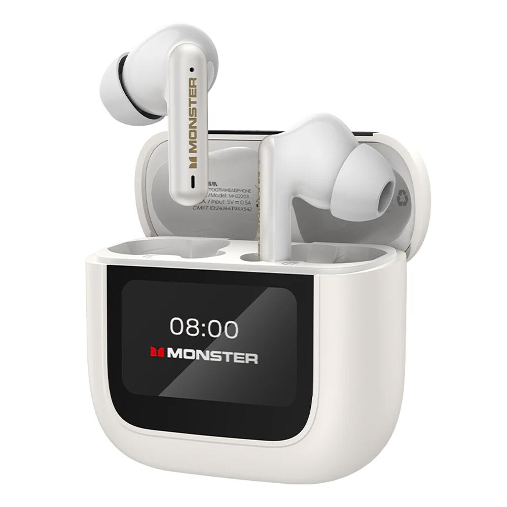 Monster TH300 True Wireless-headset med ANC – Hvid / TWS-hovedtelefoner med berøringsskærm