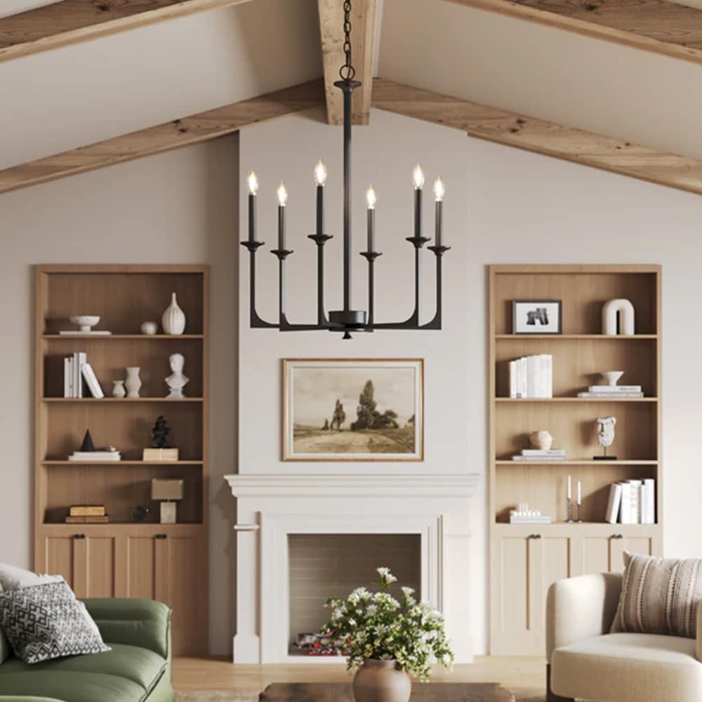 Loftlampe Chandelier – Svart / Moderne lysekrone til indendørs brug / Hængende loftlampe