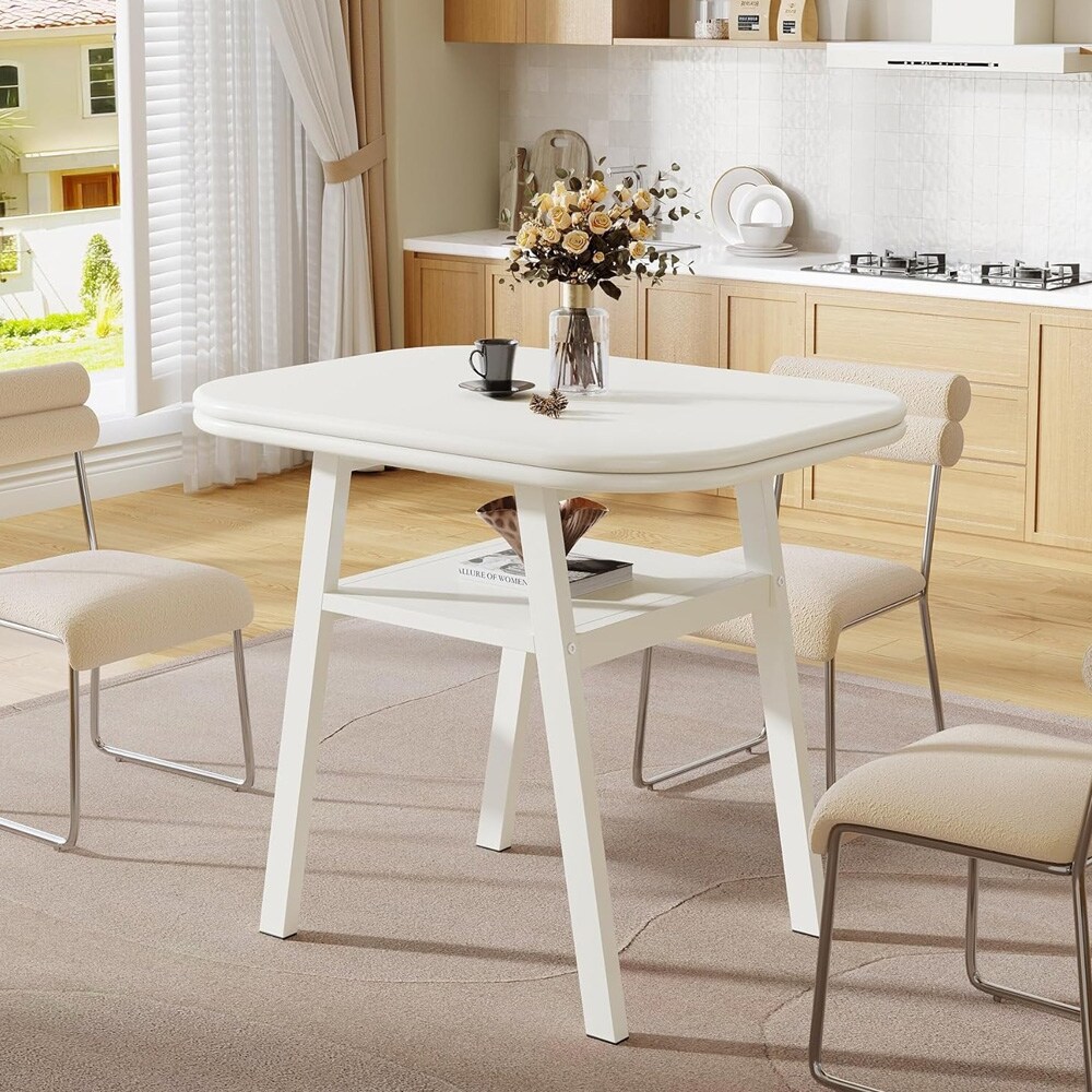 Spisebord 80 x 60 x 76 cm / køkkenbord med opbevaringshylde / lille bord til 2–4 personer