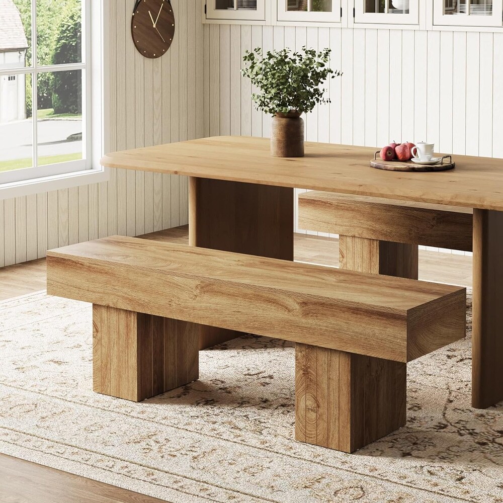 Træbænk 140 x 35 x 45 cm / robust spisebænk i landlig stil / entrébænk / sengebænk / brun bænk