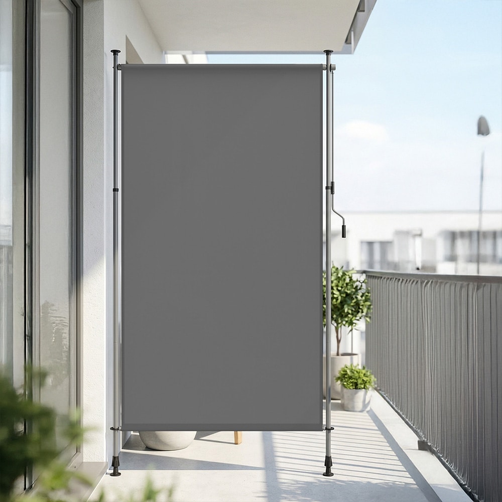 Lodret markise 150 x 220–300 cm / højdejusterbar indkigssikring / sol- og vindafskærmning til altan og terrasse