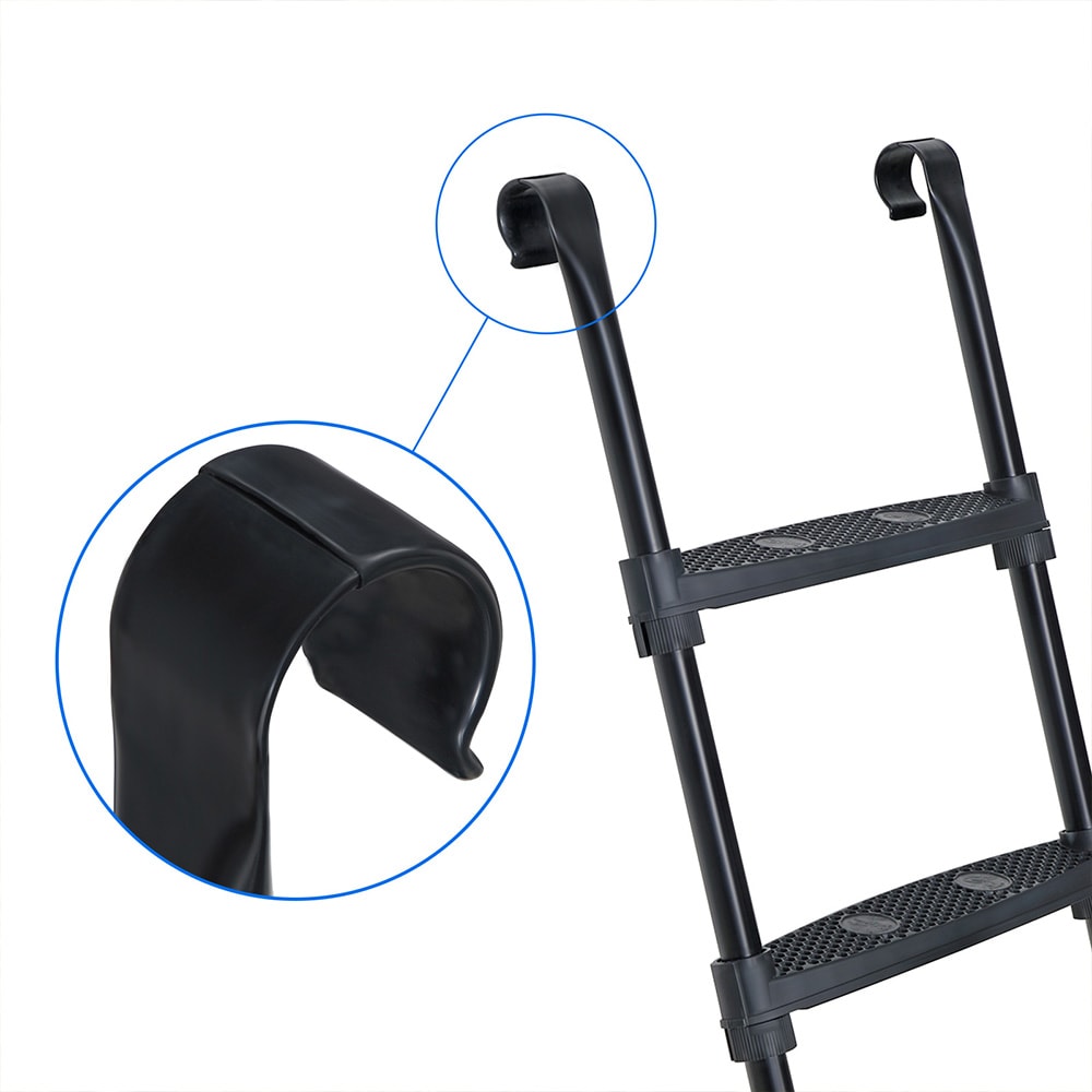Trampolinstige 76 cm / sort stige til trampoline med brede skridsikre trin