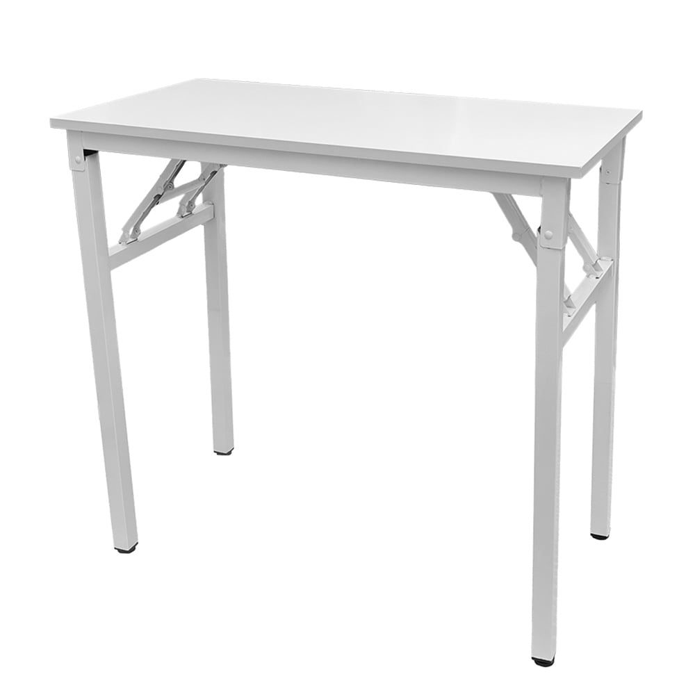 Sammenklappeligt bord 80×40×75 cm / skrivebord med stålramme / monteringsfrit computerbord – Hvid