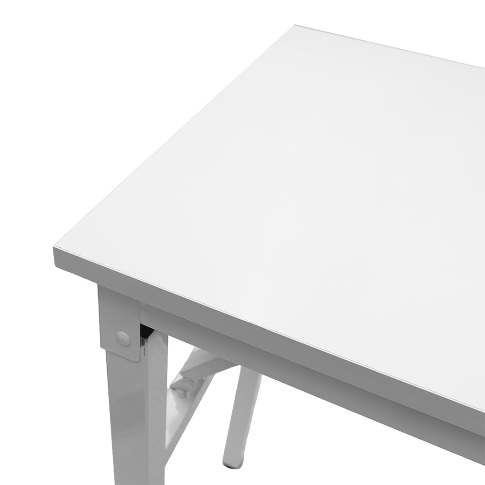 Sammenklappeligt bord 80×40×75 cm / skrivebord med stålramme / monteringsfrit computerbord – Hvid