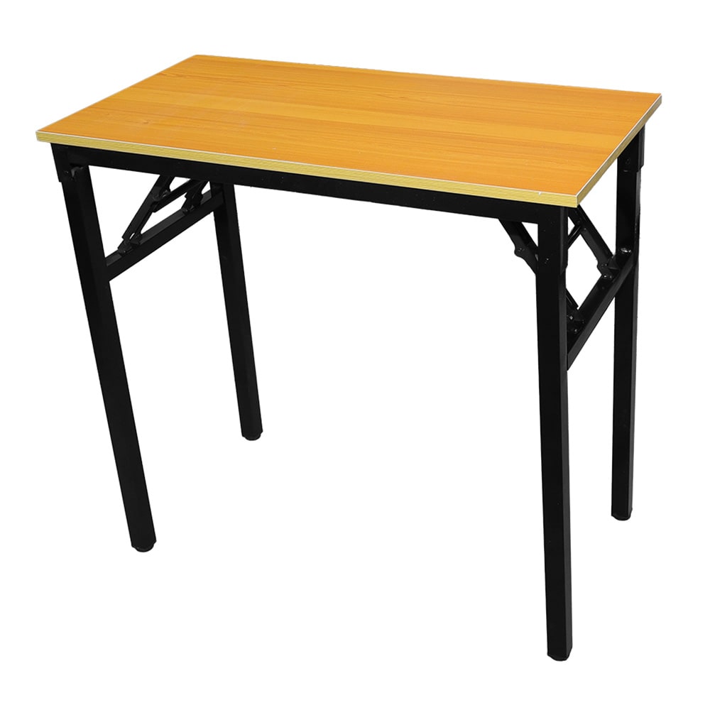 Sammenklappeligt bord 80×40×75 cm / skrivebord med stålramme / monteringsfrit computerbord – Bambus/sort