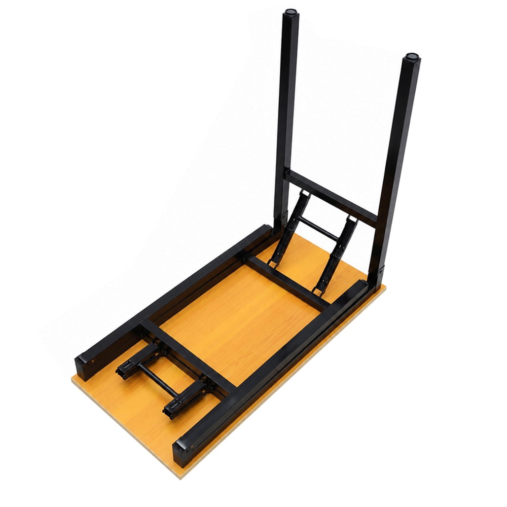 Sammenklappeligt bord 80×40×75 cm / skrivebord med stålramme / monteringsfrit computerbord – Bambus/sort