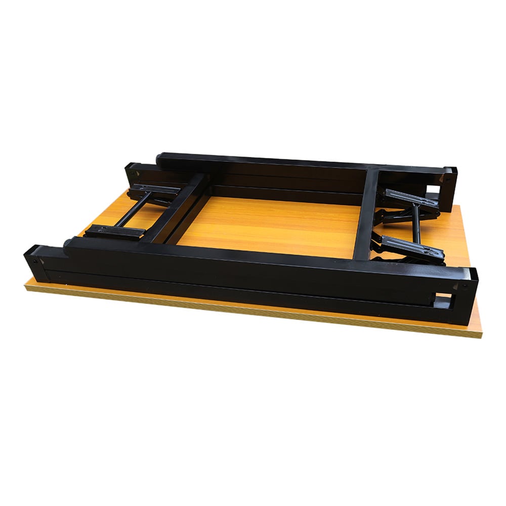Sammenklappeligt bord 80×40×75 cm / skrivebord med stålramme / monteringsfrit computerbord – Bambus/sort