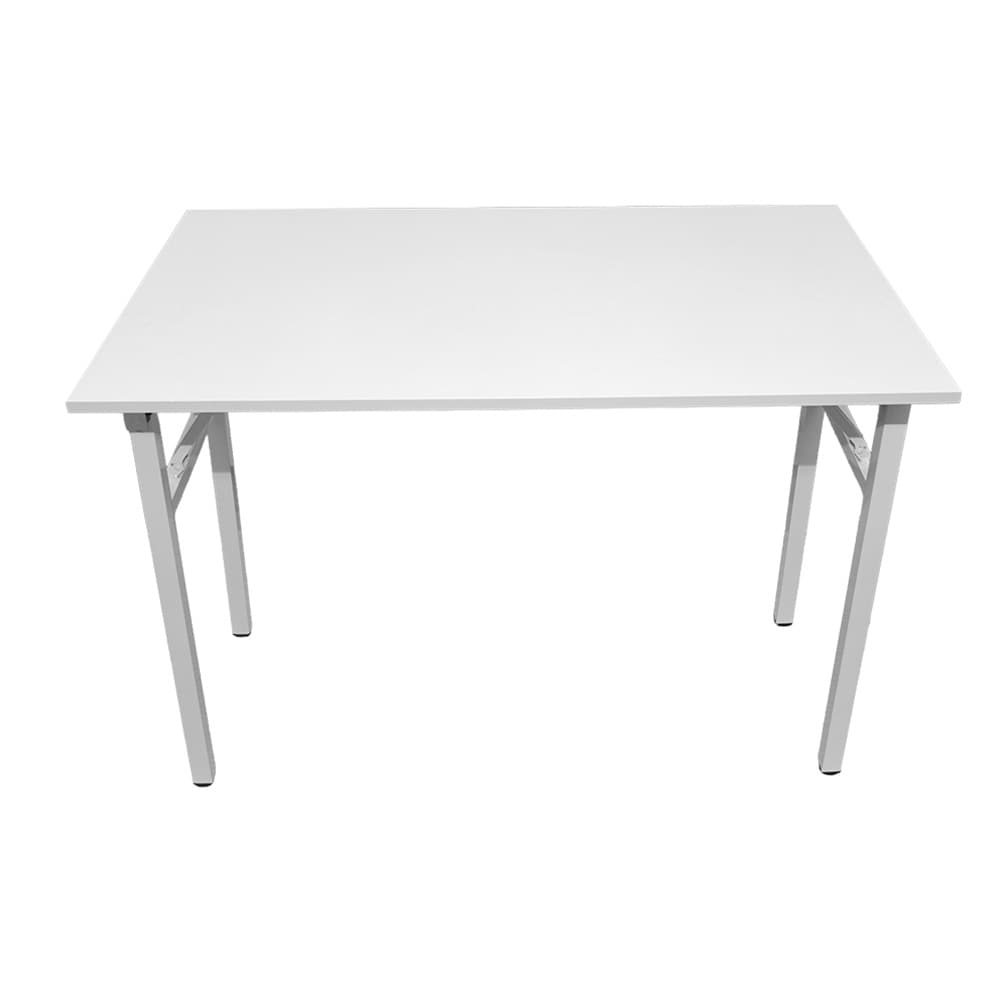 Sammenklappeligt bord 100×60×75 cm / skrivebord med stålramme / monteringsfrit computerbord – Hvid