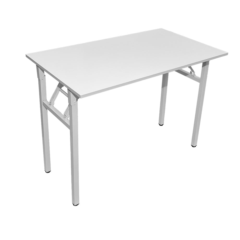 Sammenklappeligt bord 100×60×75 cm / skrivebord med stålramme / monteringsfrit computerbord – Hvid