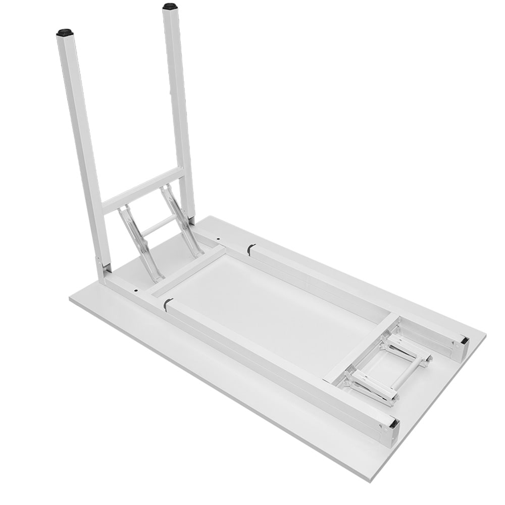 Sammenklappeligt bord 100×60×75 cm / skrivebord med stålramme / monteringsfrit computerbord – Hvid
