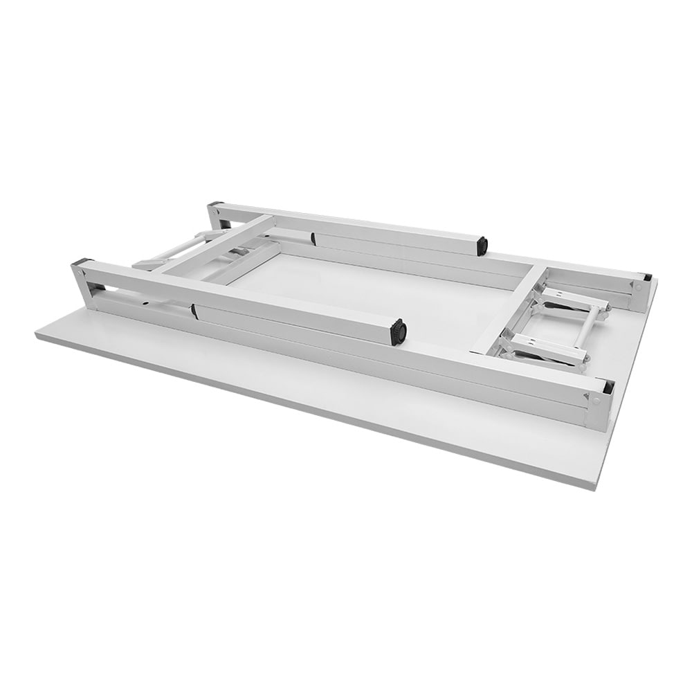 Sammenklappeligt bord 100×60×75 cm / skrivebord med stålramme / monteringsfrit computerbord – Hvid