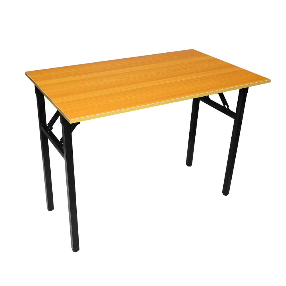 Sammenklappeligt bord 100×60×75 cm / skrivebord med stålramme / monteringsfrit computerbord – Bambus/sort