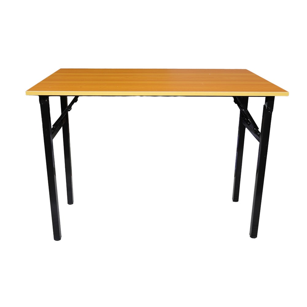 Sammenklappeligt bord 100×60×75 cm / skrivebord med stålramme / monteringsfrit computerbord – Bambus/sort