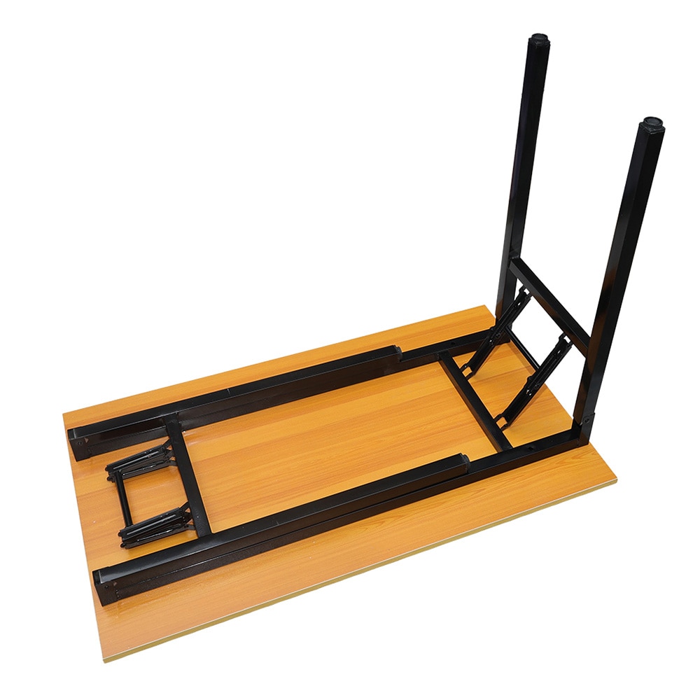 Sammenklappeligt bord 100×60×75 cm / skrivebord med stålramme / monteringsfrit computerbord – Bambus/sort