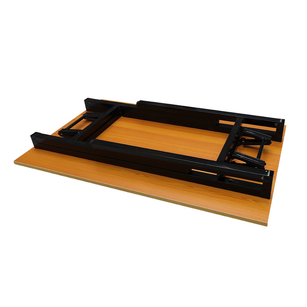 Sammenklappeligt bord 100×60×75 cm / skrivebord med stålramme / monteringsfrit computerbord – Bambus/sort