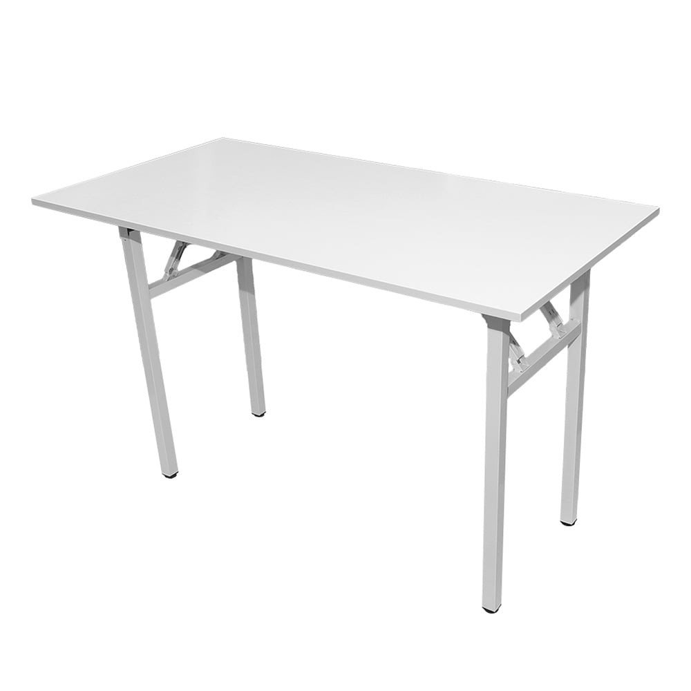 Sammenklappeligt bord 120×60×75 cm / skrivebord med stålramme / monteringsfrit computerbord – Hvid