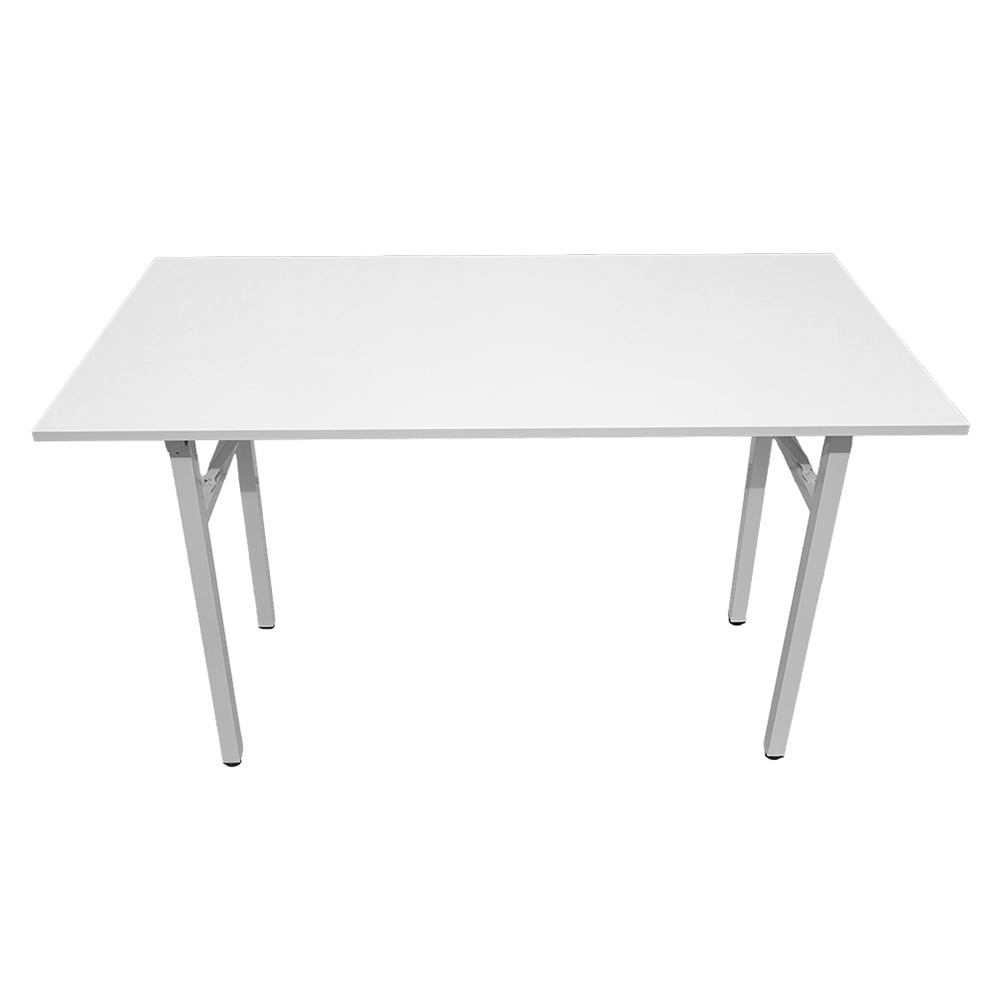 Sammenklappeligt bord 120×60×75 cm / skrivebord med stålramme / monteringsfrit computerbord – Hvid