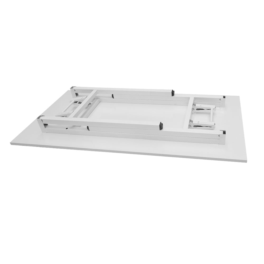 Sammenklappeligt bord 120×60×75 cm / skrivebord med stålramme / monteringsfrit computerbord – Hvid