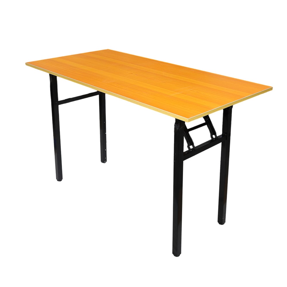 Sammenklappeligt bord 120×60×75 cm / skrivebord med stålramme / monteringsfrit computerbord – Bambus/sort