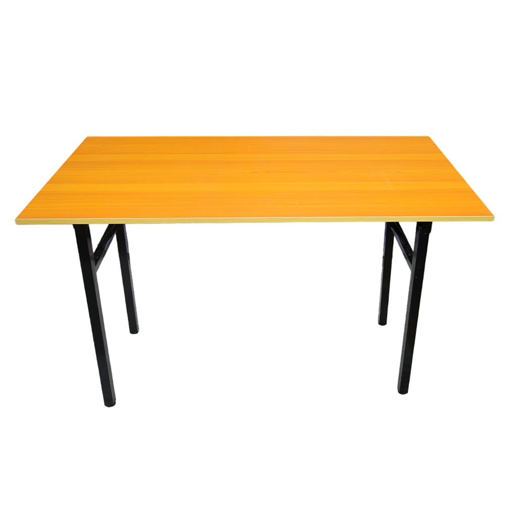 Sammenklappeligt bord 120×60×75 cm / skrivebord med stålramme / monteringsfrit computerbord – Bambus/sort