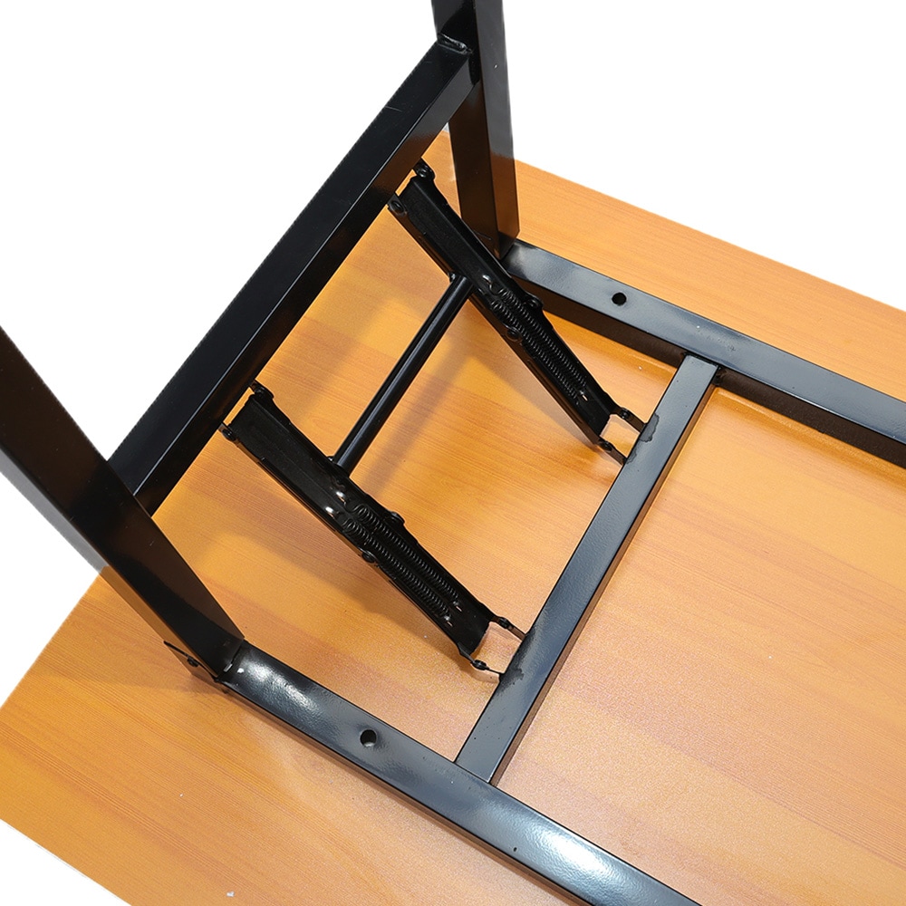 Sammenklappeligt bord 120×60×75 cm / skrivebord med stålramme / monteringsfrit computerbord – Bambus/sort