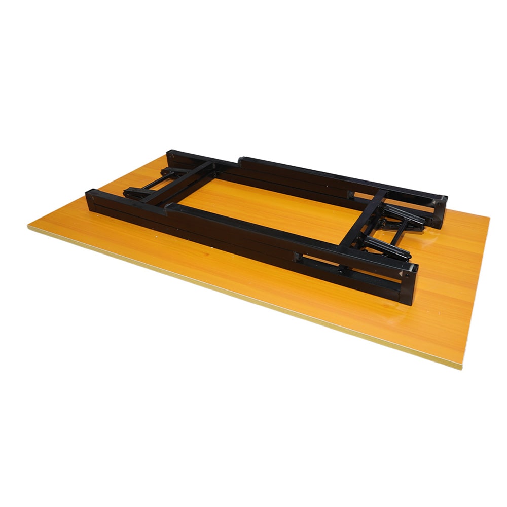 Sammenklappeligt bord 120×60×75 cm / skrivebord med stålramme / monteringsfrit computerbord – Bambus/sort