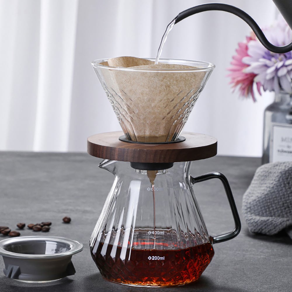 Pour-over-bryggesæt i glas med filter / Kaffebryggesæt med dråbefilter