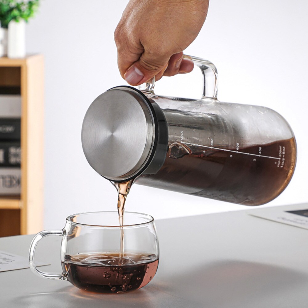 Cold brew-kande i glas med filter og låg, 1400 ml / Cold brew-brygger