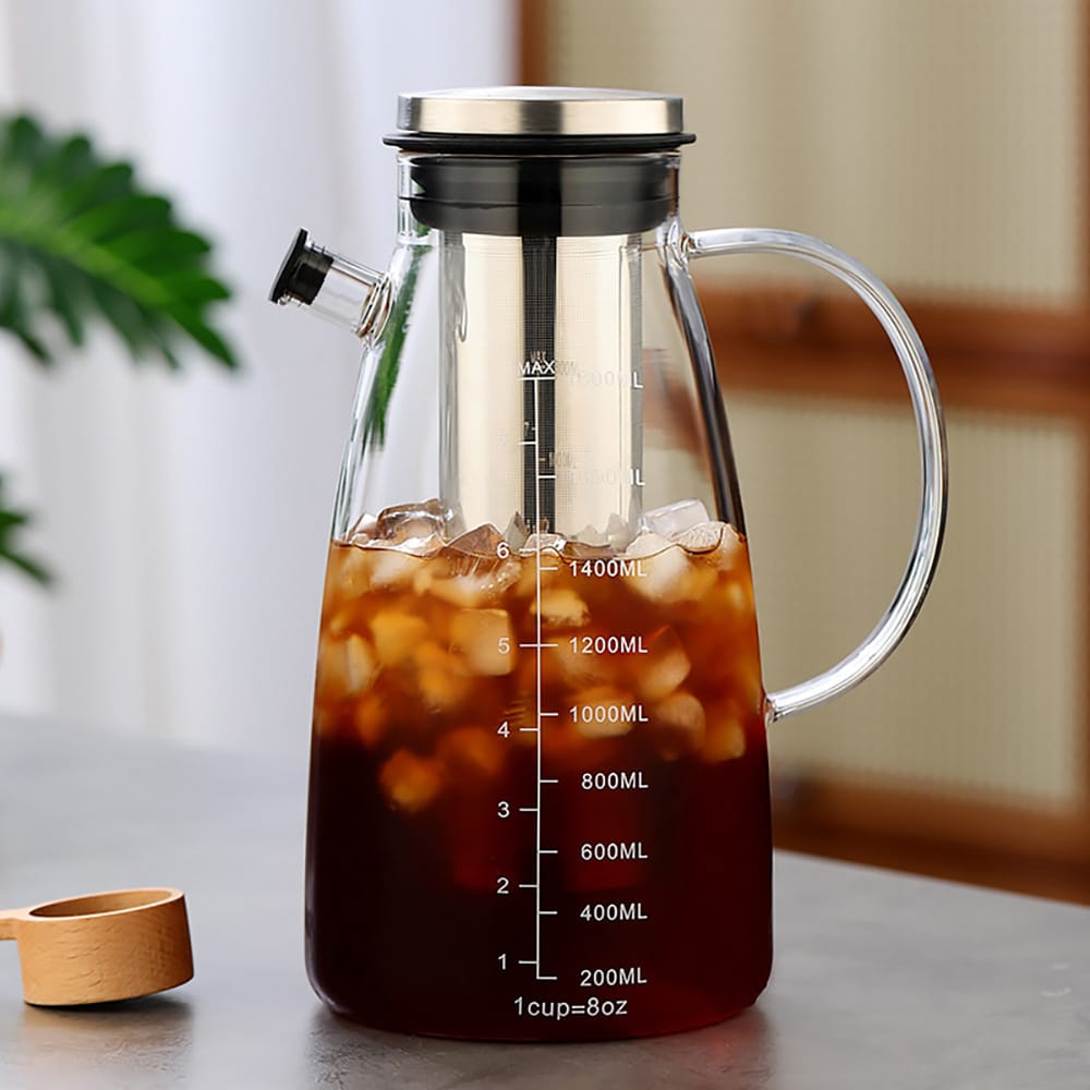 Cold brew-kande i glas med filter, 1800 ml / Cold brew-brygger
