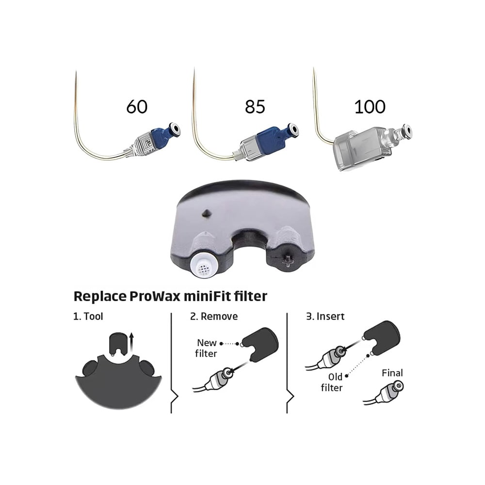 Kompatible voksfiltre til Oticon ProWax MiniFit / høreapparatfiltre / 6 stk.