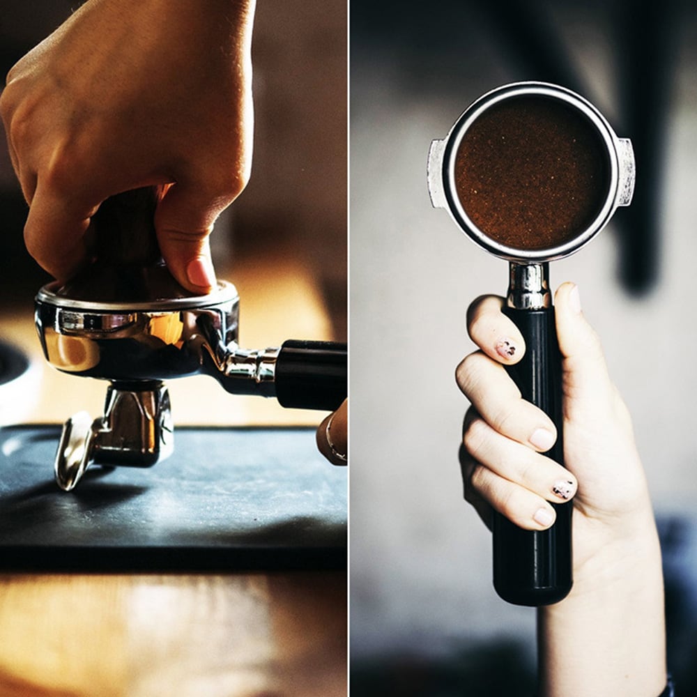 Fjederbelastet kaffetamper 58 mm / tamper med flad bund / espressotilbehør og baristaudstyr
