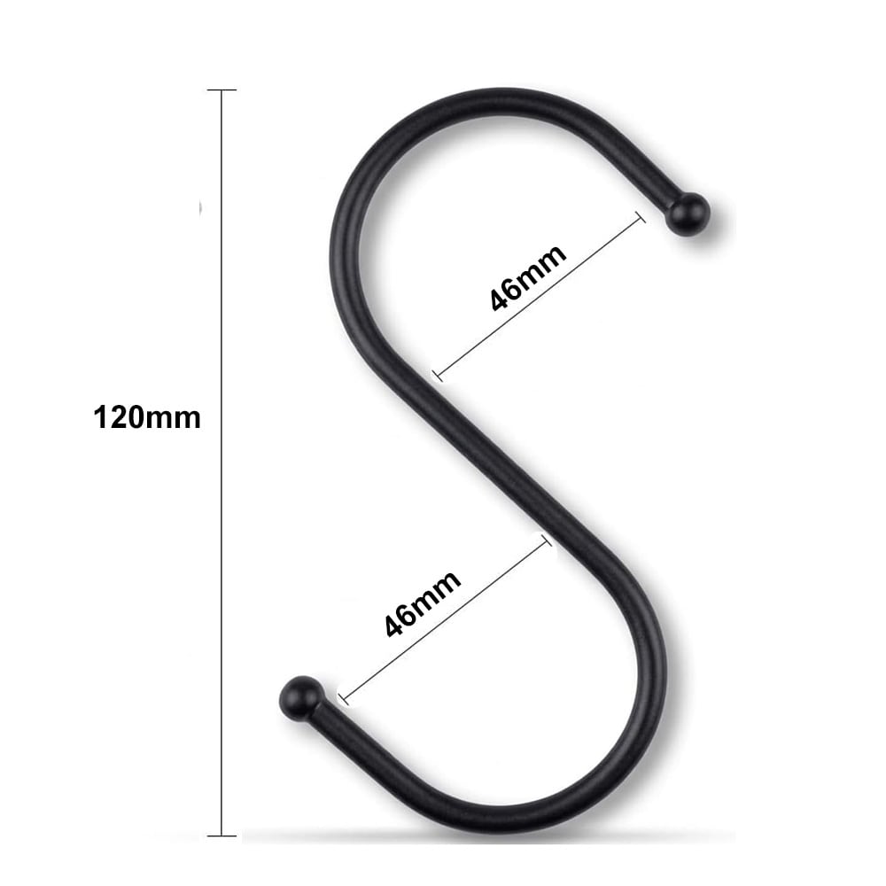 Robust S-krog i metal, 120 mm, 20-pak – Svart / S-formede metalkroge
