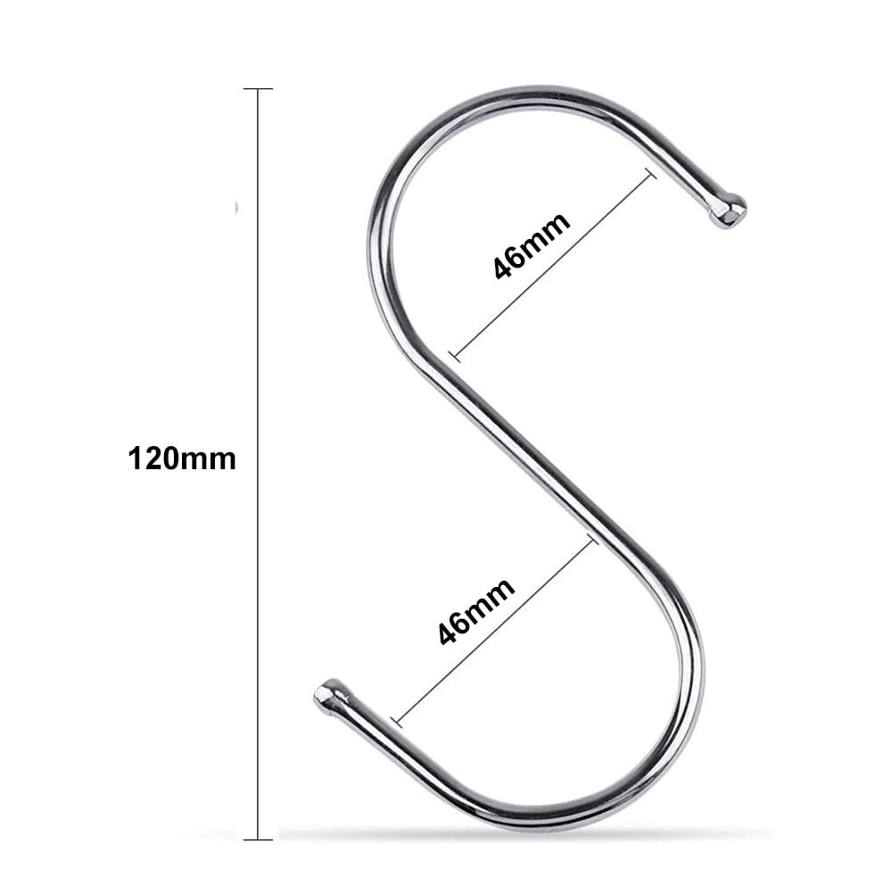 Robust S-krog i metal, 120 mm, 20-pak – Sølv / S-formede metalkroge