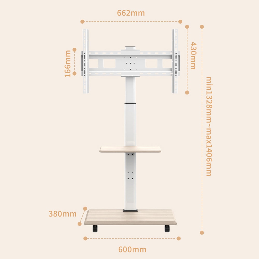 Gulvstativ til TV 32–70″ / TV-stativ med hjul, justerbar højde og VESA 600 × 400 mm