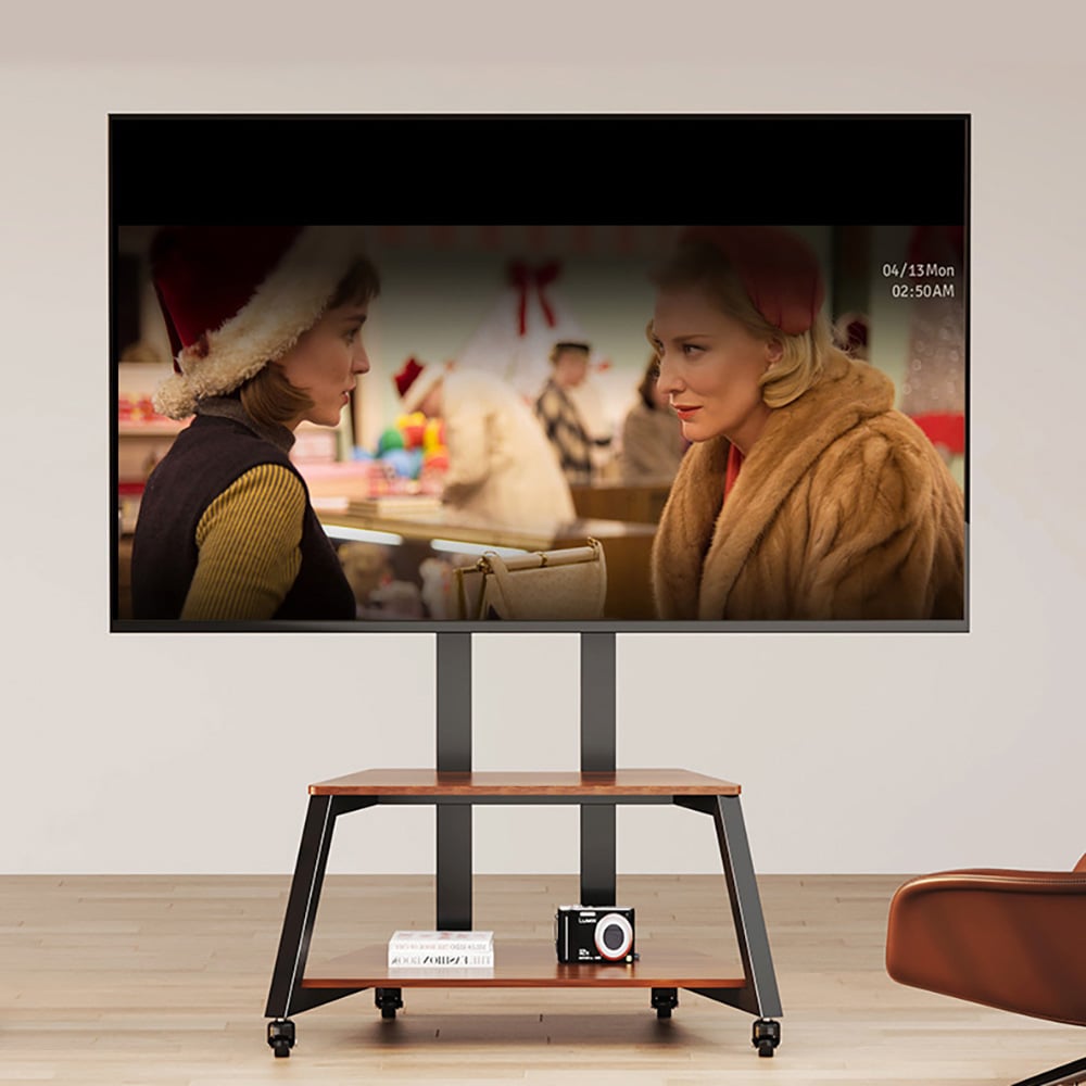 Gulvstativ til TV 32–75″ / TV-stativ med hjul, 2 hylder og VESA op til 400 × 600 mm