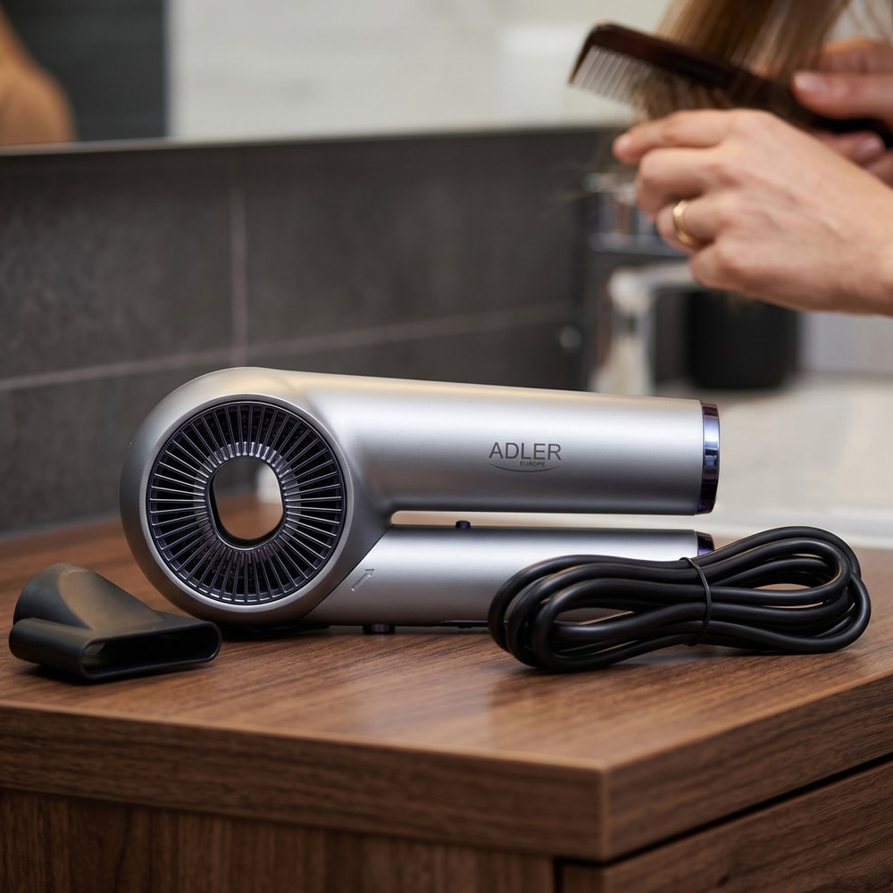 Adler SUPERSPEED hårtørrer 1600 W / ionisk føntørrer med børsteløs motor / foldbar model med diffuser