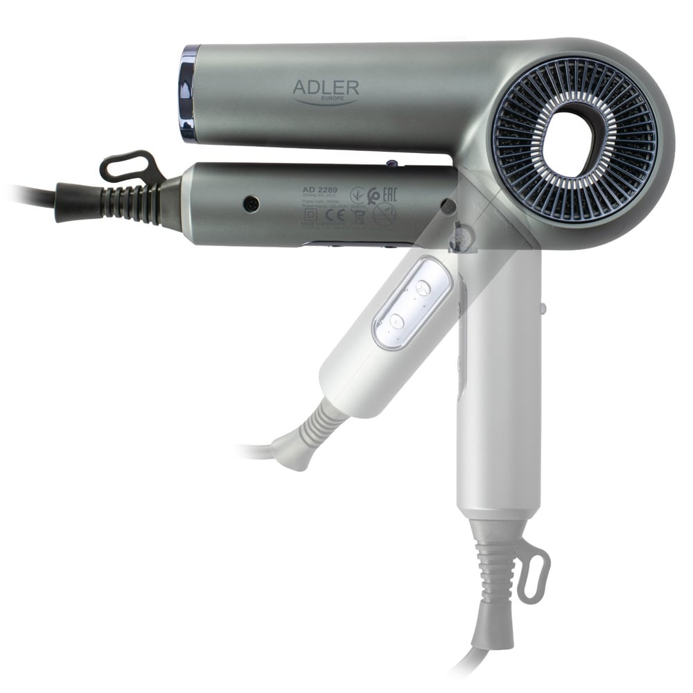 Adler SUPERSPEED hårtørrer 1600 W / ionisk føntørrer med børsteløs motor / foldbar model med diffuser