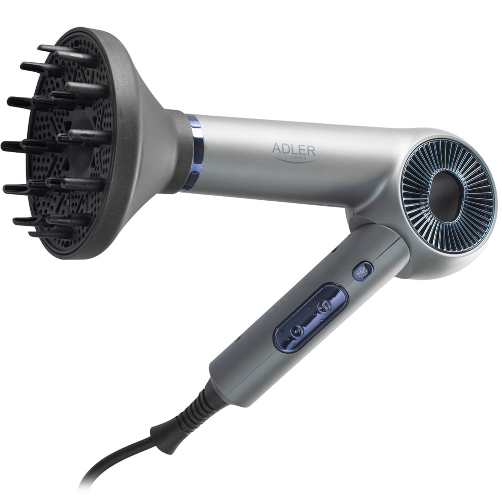 Adler SUPERSPEED hårtørrer 1600 W / ionisk føntørrer med børsteløs motor / foldbar model med diffuser