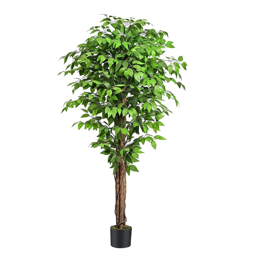 Kunstigt banyantræ / figentræ i krukke / kunstplante og dekorativt træ 180 cm – grøn/sort