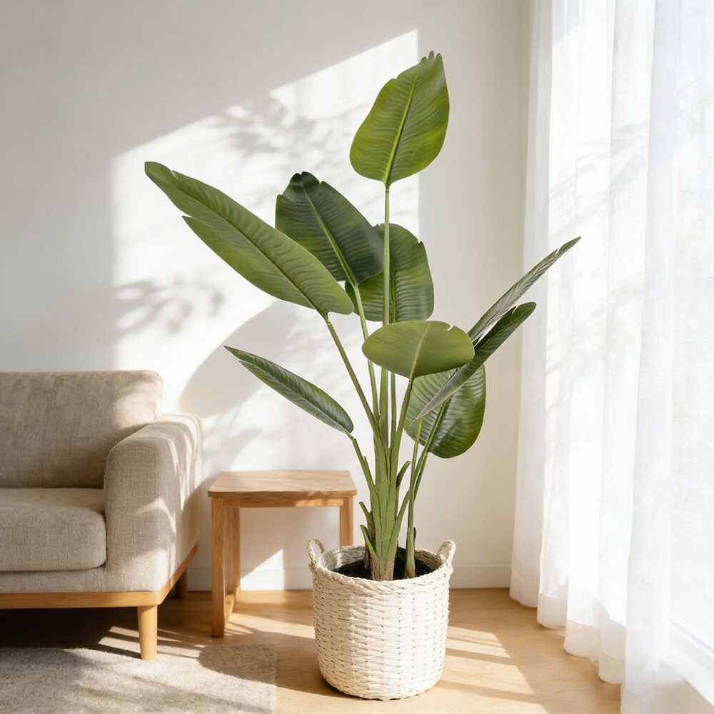 Kunstig palme / palmetræ i krukke / tropisk kunstplante 120 cm – grøn/sort