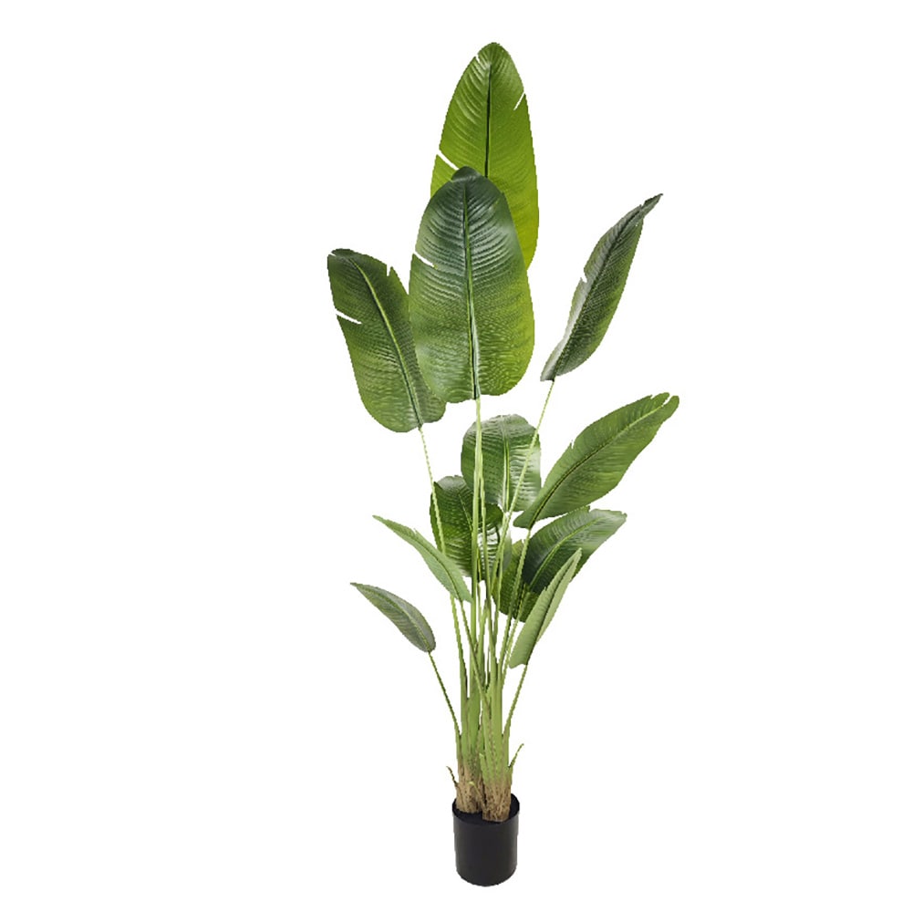 Kunstig palme / palmetræ i krukke / tropisk kunstplante 180 cm – grøn/sort