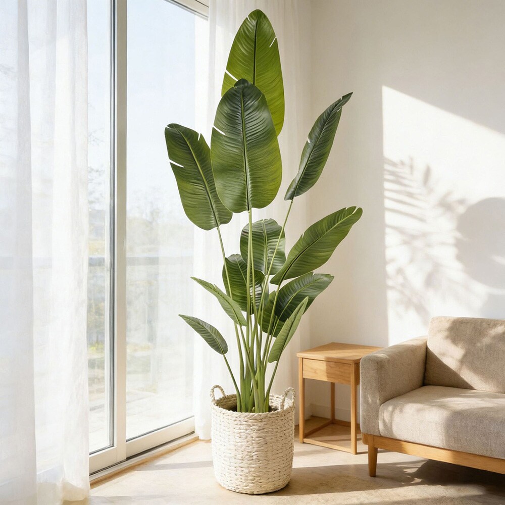 Kunstig palme / palmetræ i krukke / tropisk kunstplante 180 cm – grøn/sort