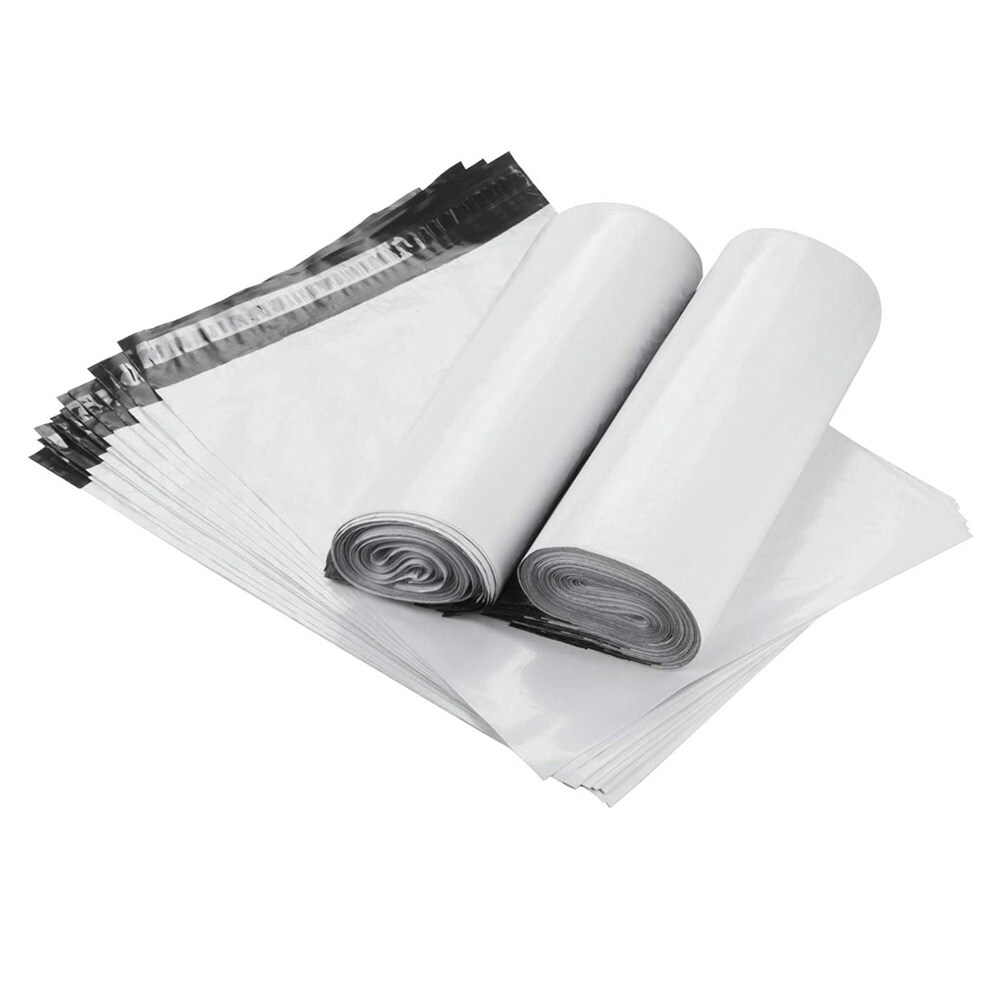 Hvide forsendelsesposer 100-pak / selvklæbende e-handelsposer i PE-plast 20×30 cm