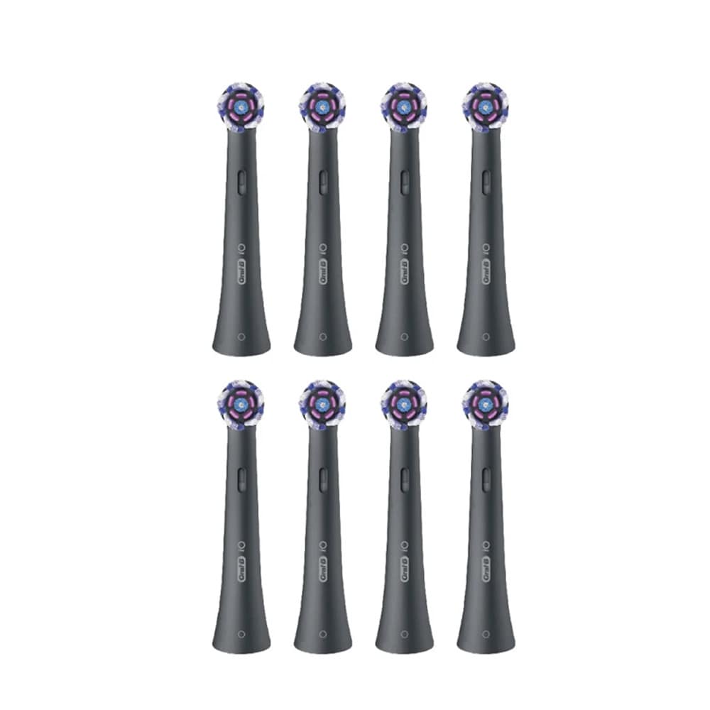 Oral-B iO Radiant White børstehoveder 8 stk / tandbørstehoveder til hvidere tænder / sorte