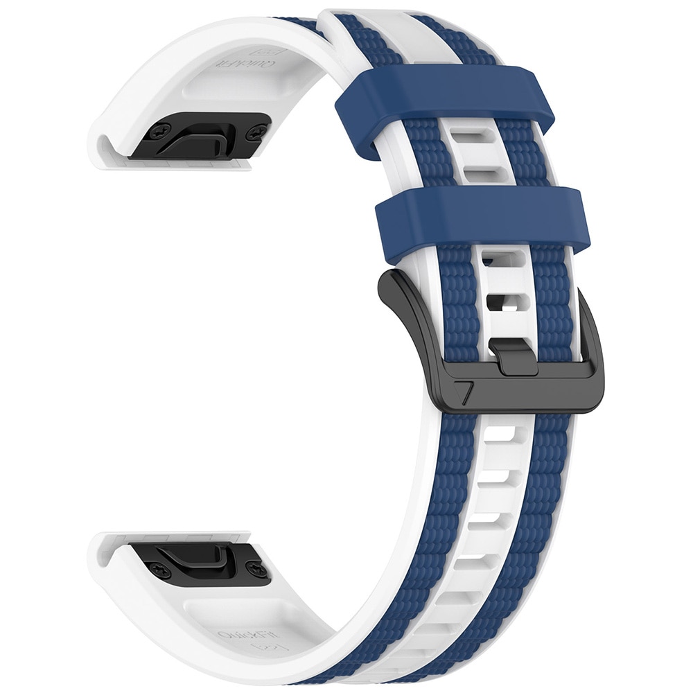 Silikonearmbånd til Garmin Fenix 8/7X Pro (22 mm) – Hvid/Blå / Armbånd / Armbånd til smarture