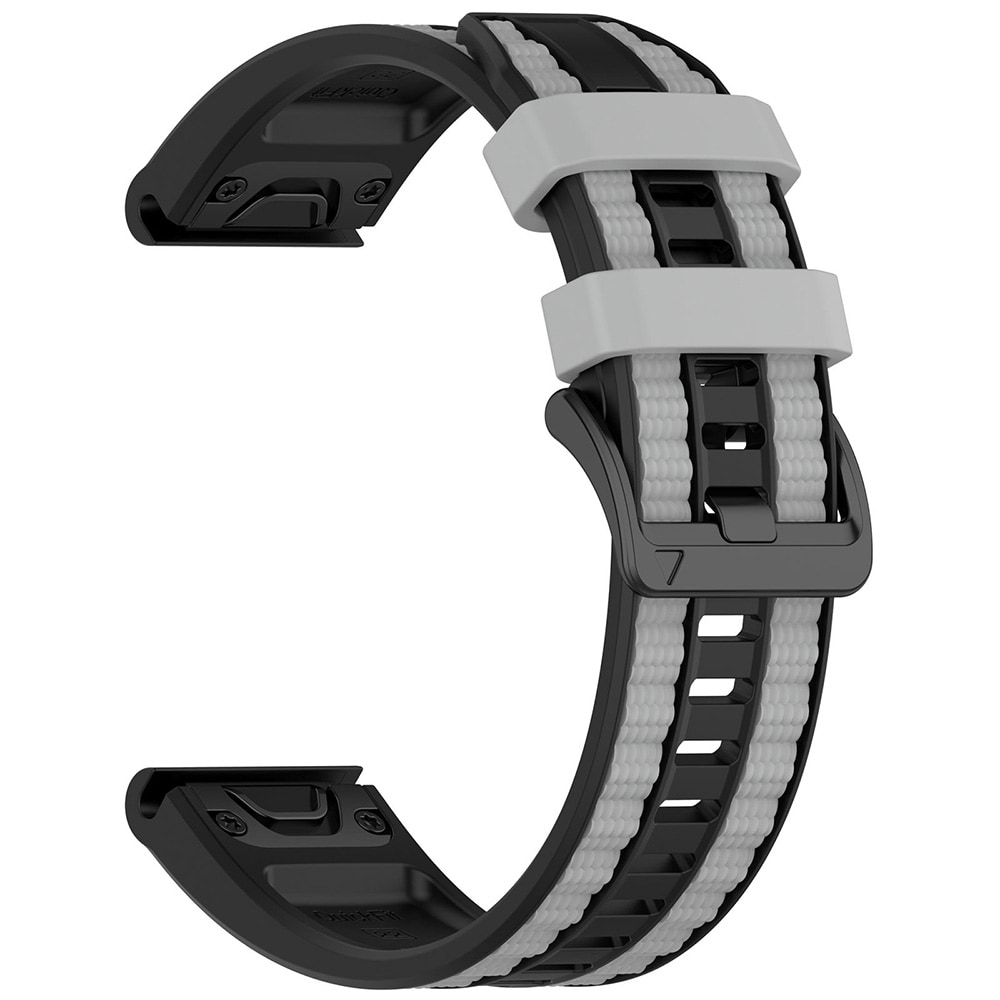 Silikonearmbånd til Garmin Fenix 8/7X Pro (26 mm) – Svart/Grå / Armbånd / Armbånd til smarture
