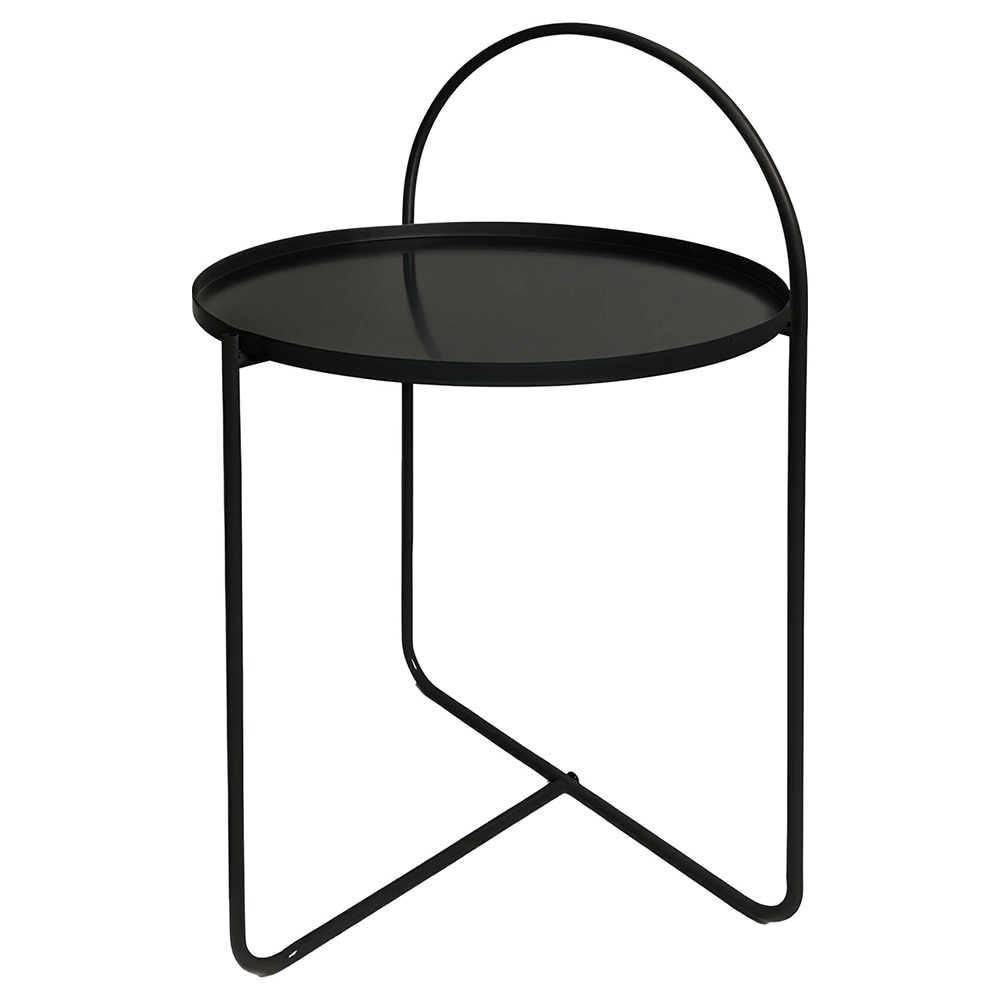 Sidebord i metal i bueform, 40x40x65 cm – Svart / Hjælpebord / Metalbord