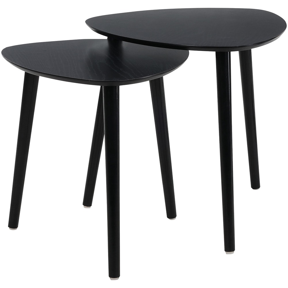 Sidebord, 2-pak i fyrretræ og MDF – Svart / Hjælpebord / Sofabord