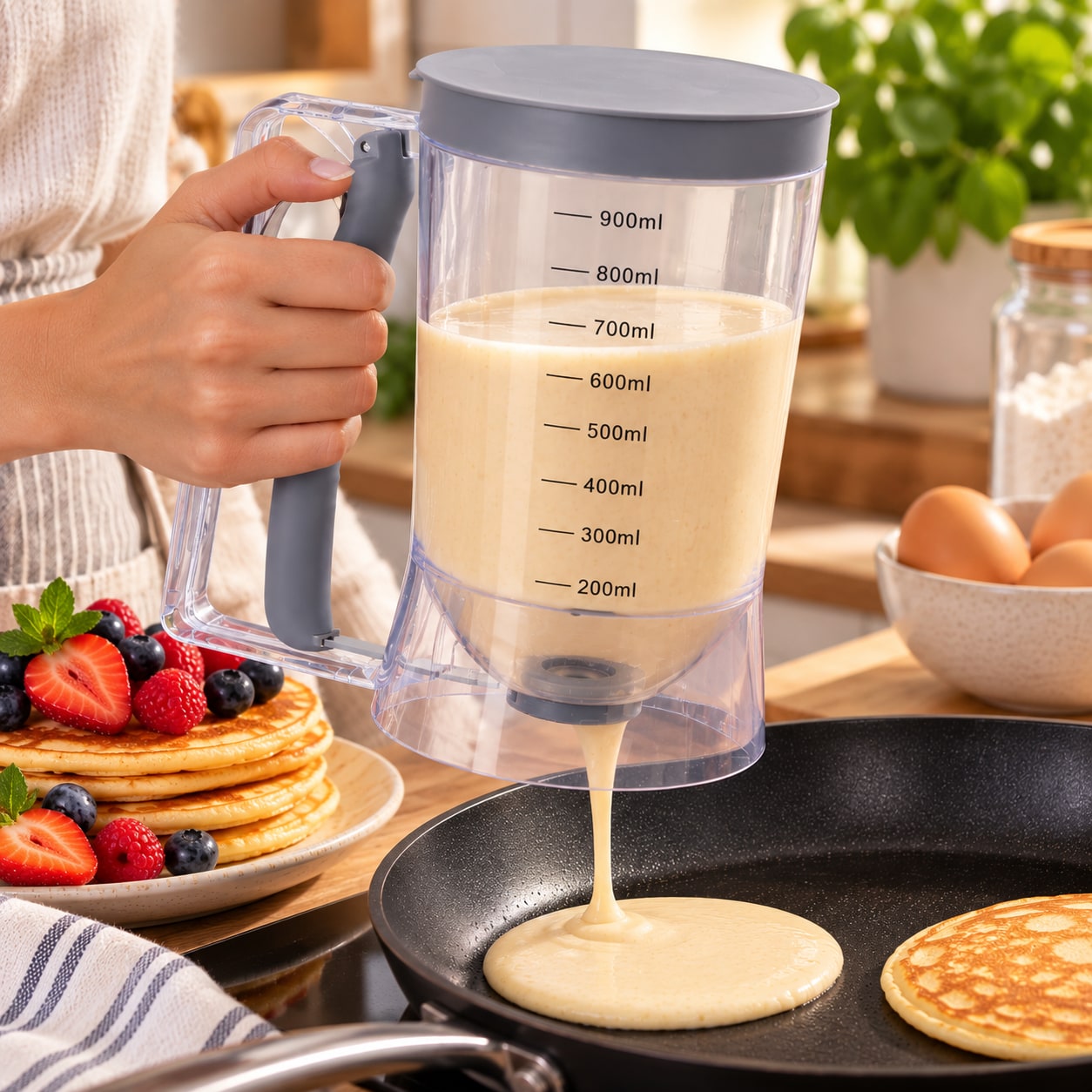 Dejflaske til pandekager 900 ml / Dejflaske / Doseringsflaske til dej