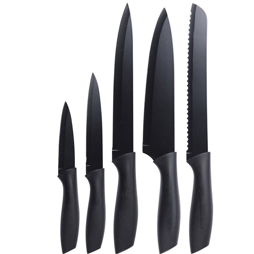 5-delt knivsæt med keramisk belægning – Svart / Knivsæt / Køkkenknive